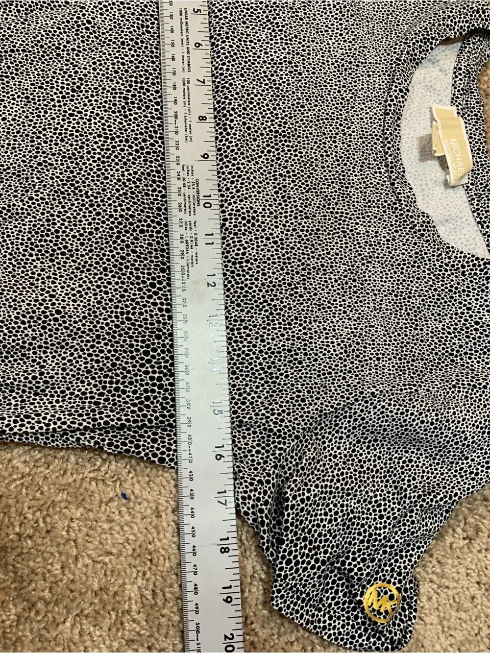 Michael Kors Gray Speckled Short Sleeve Midi Dress